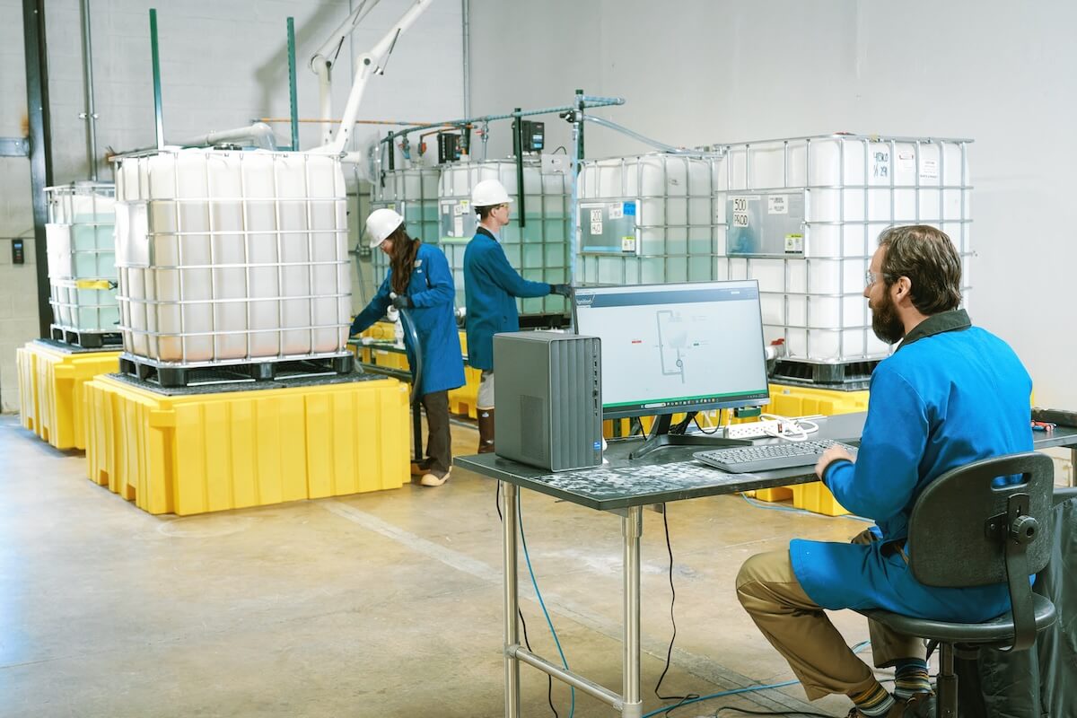 Interior of Travertine Facilities with employees in processing