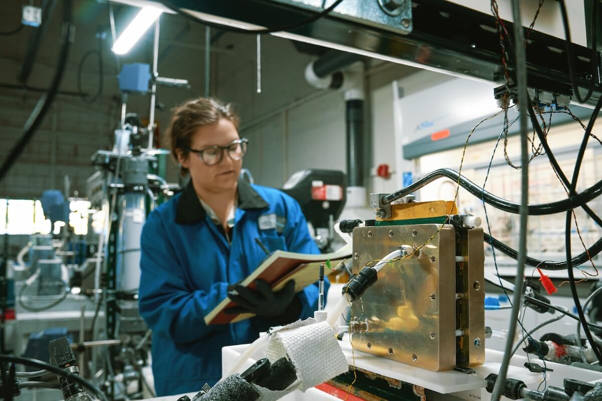 Travertine employee working keeping records