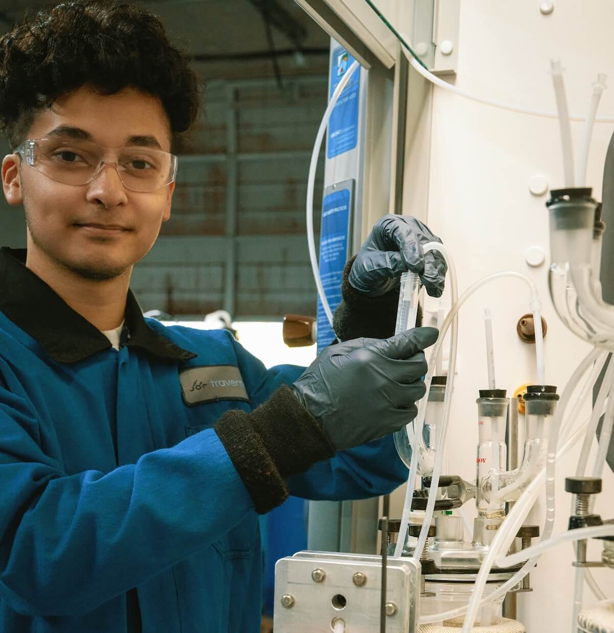 Employee working with chemicals