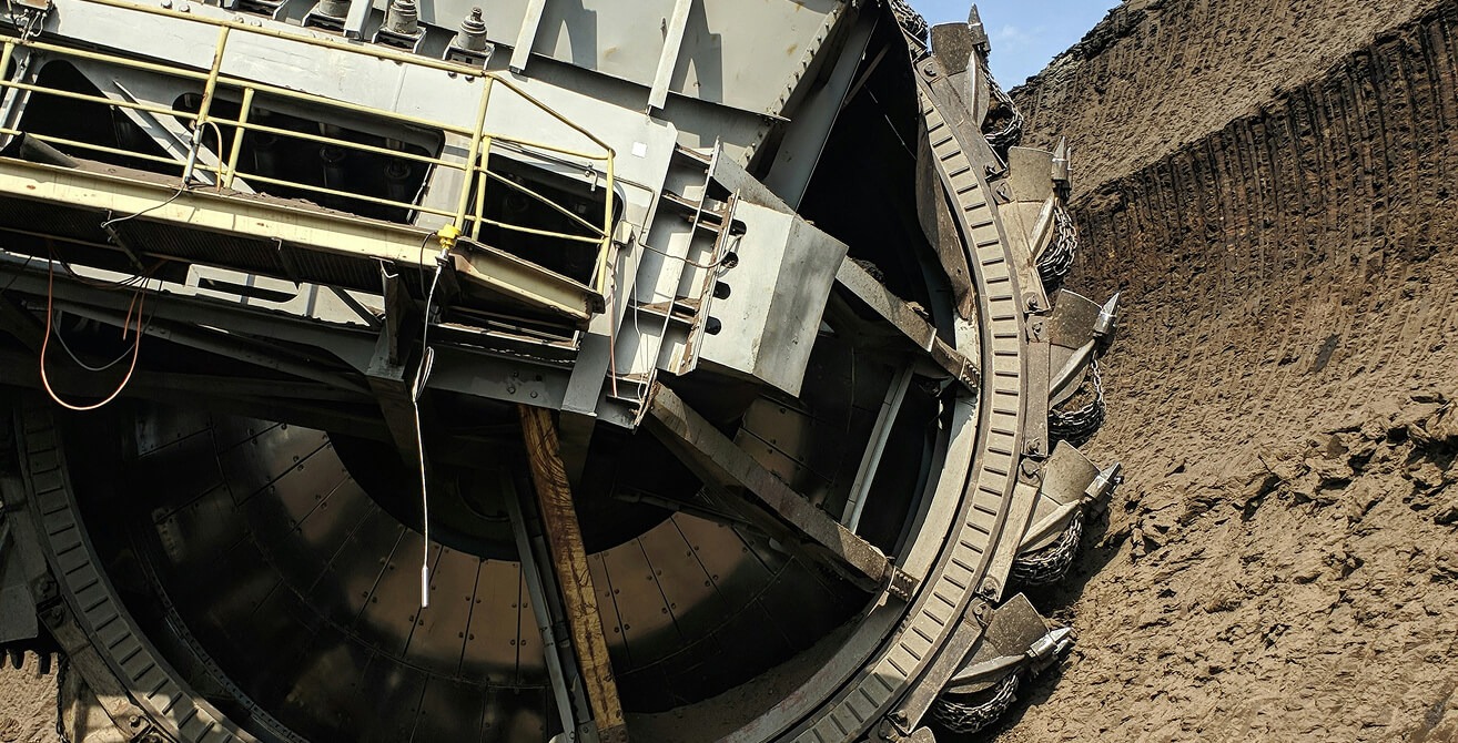 Bucket-wheel excavator (BWE), surface mining